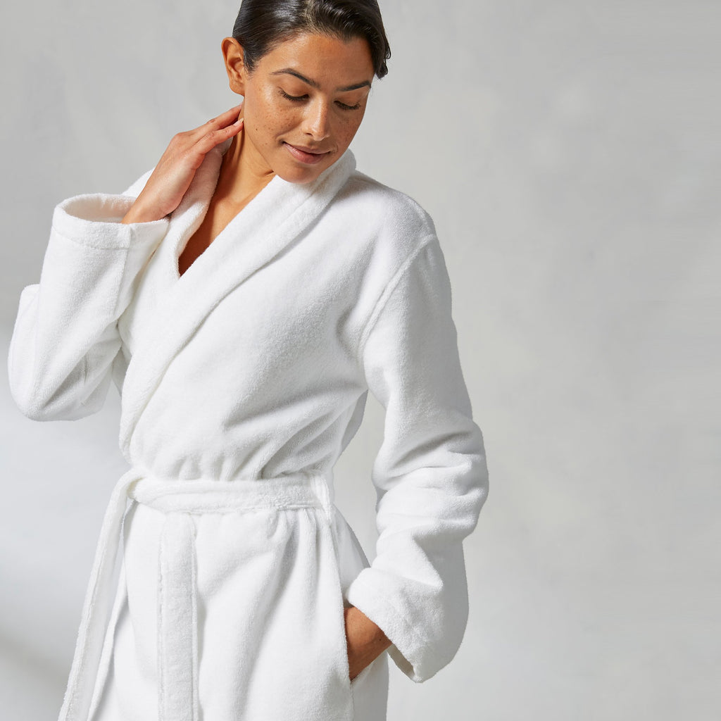 Kassa Turkish Plush Robe White/Navy