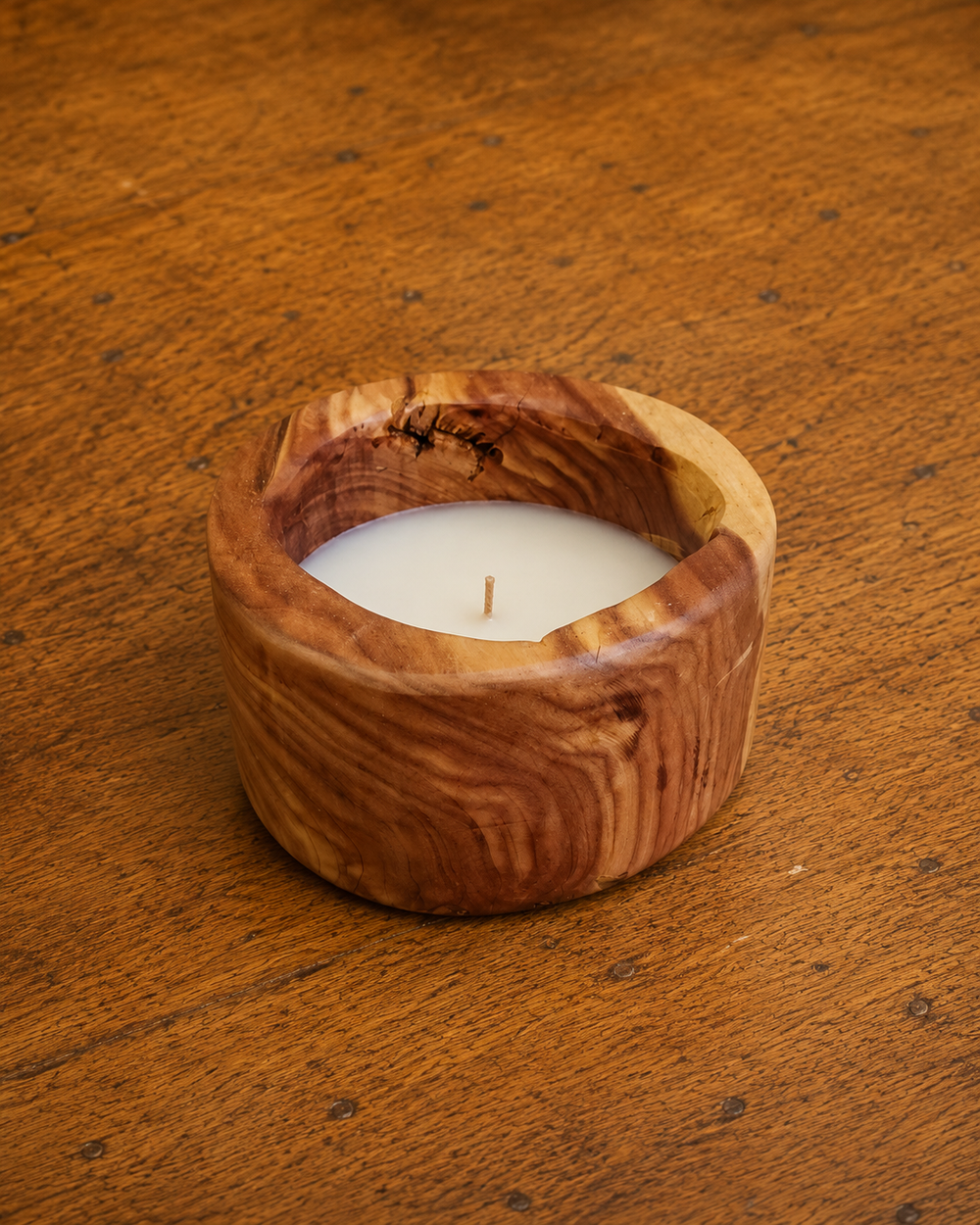 W2 Wood Round Bowl Candle Small