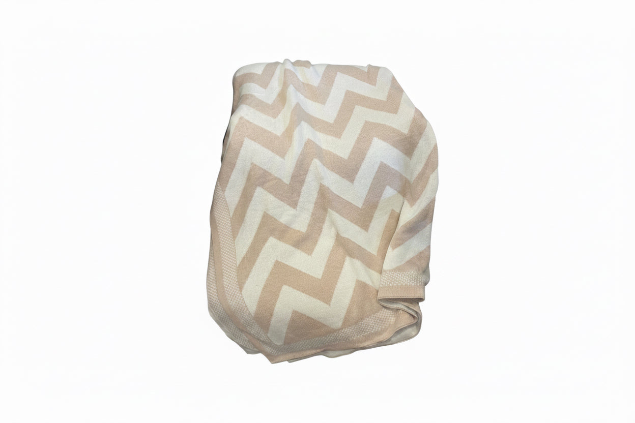 Alashan Chevron Cotton Cashmere Throw - Dune/White