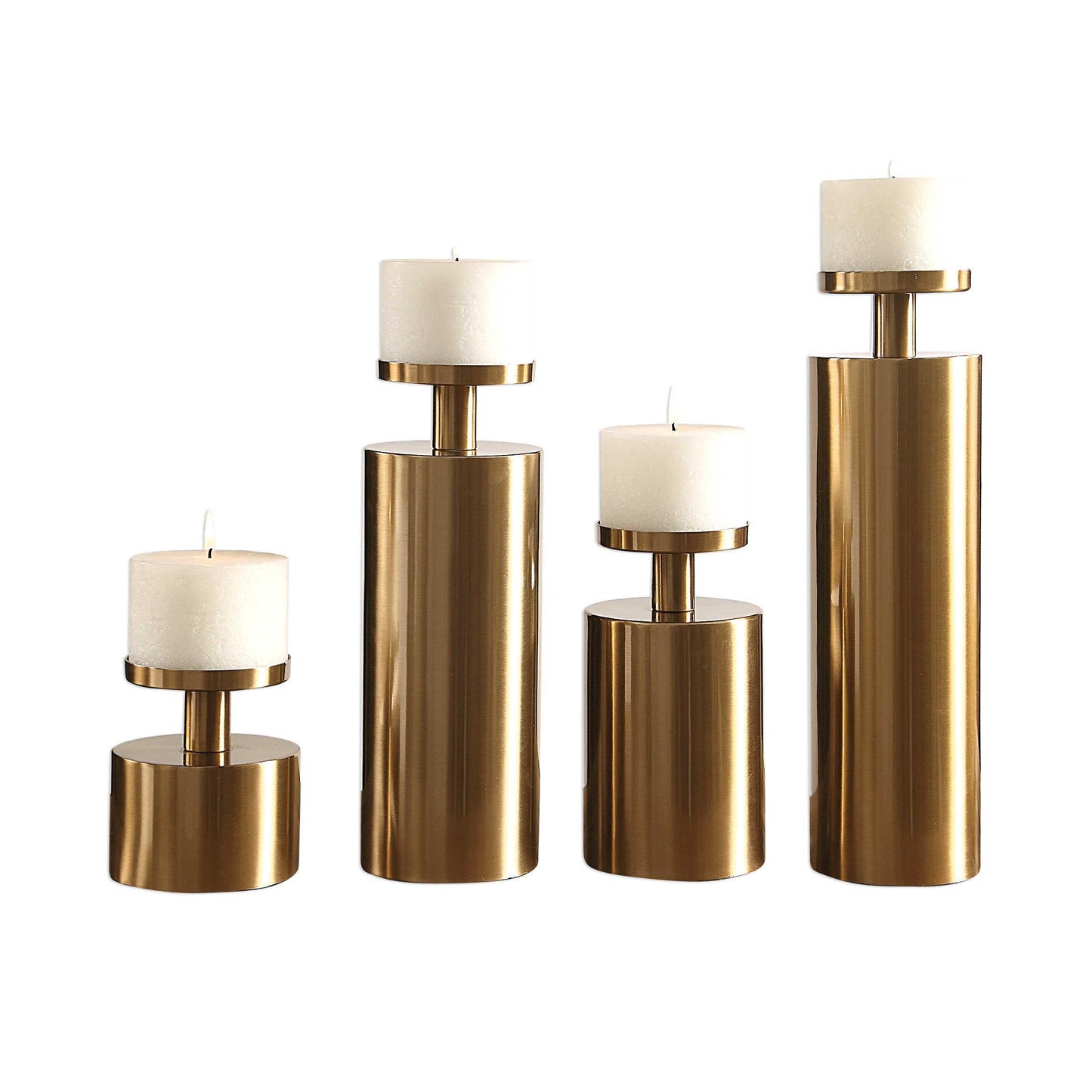 Uttermost Black Label Kamdyn Candleholders - Brass, Set of 4