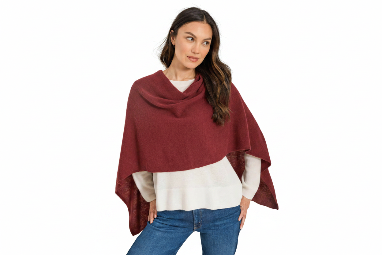 Alashan 100% Cashmere Dress Topper Sangria
