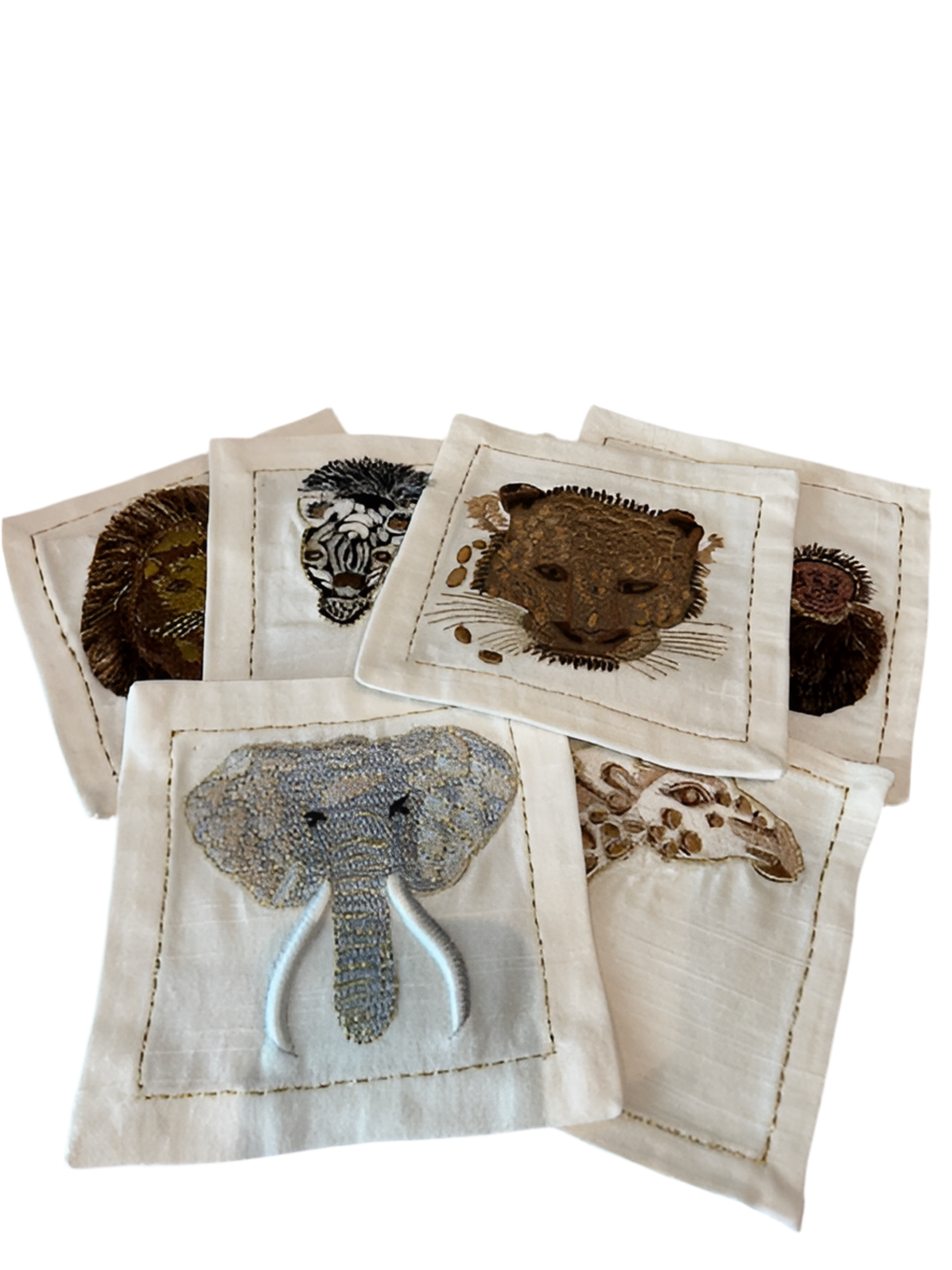KS Out of Africa Cocktail Napkins Wh/Multi S/6