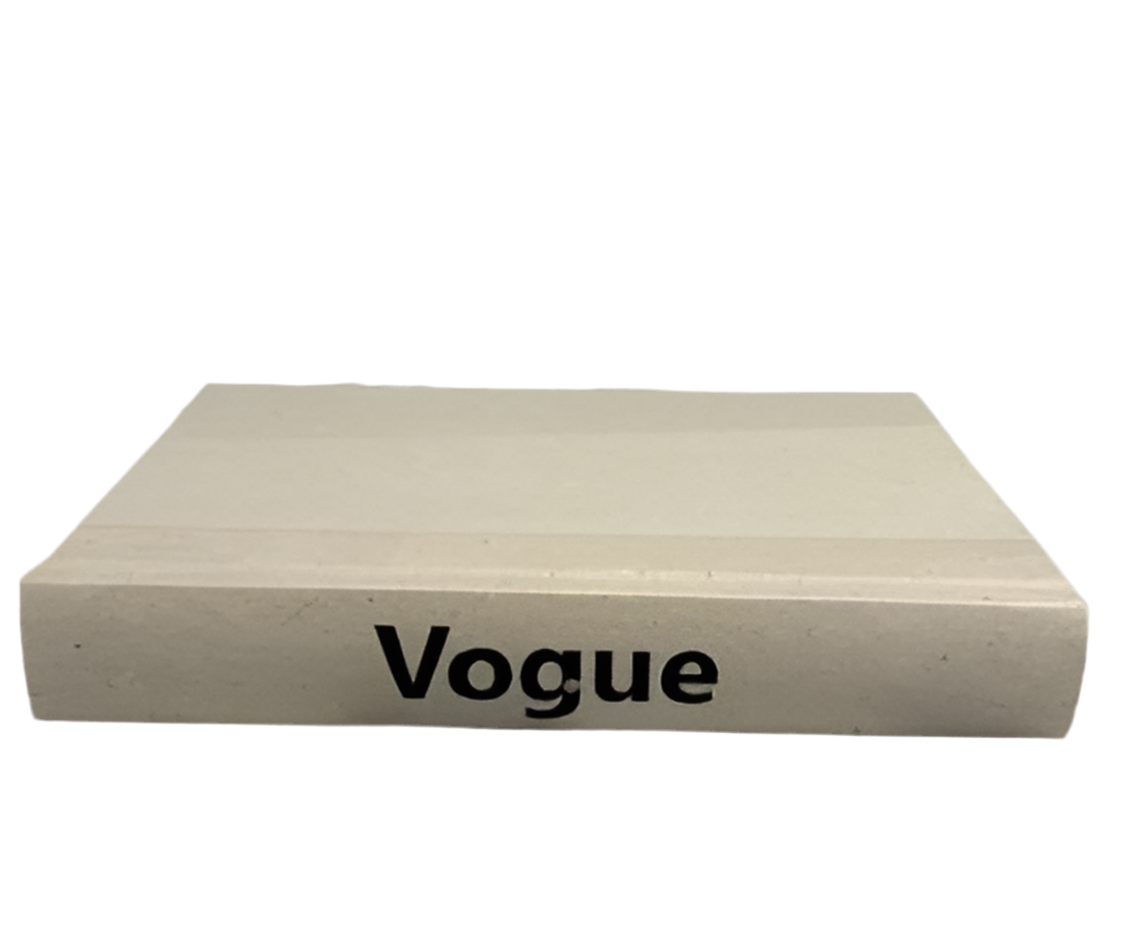 E Law Custom Lettering on Cream Books - Vogue