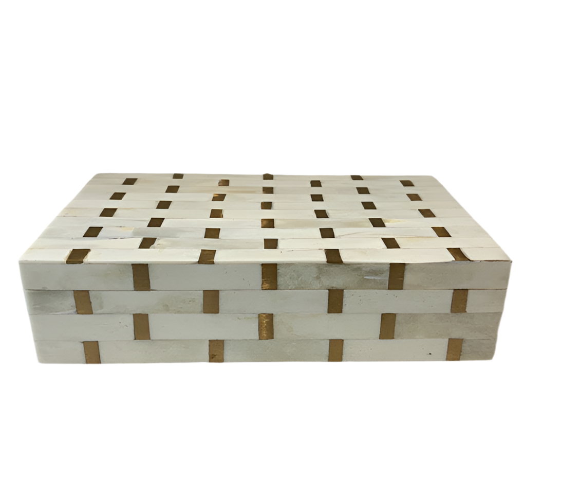 A Sanoma Medium Bone/Brass Box