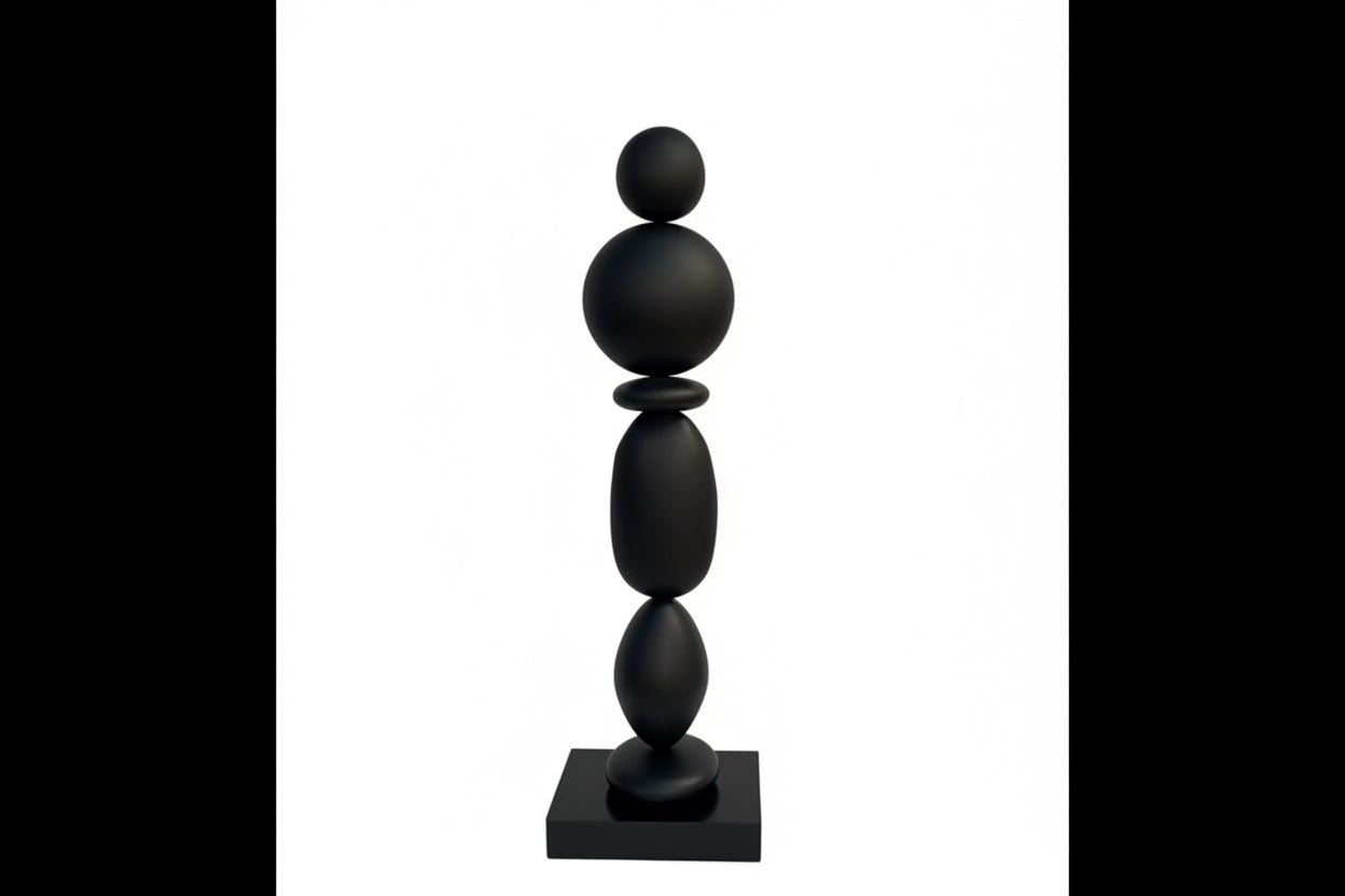 Prima Stone Sculpture Black Matte-Tall