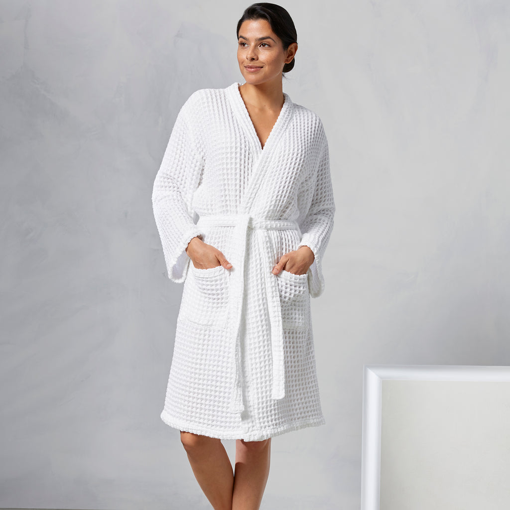 Kassa Plush Waffle Robe White Small/Medium