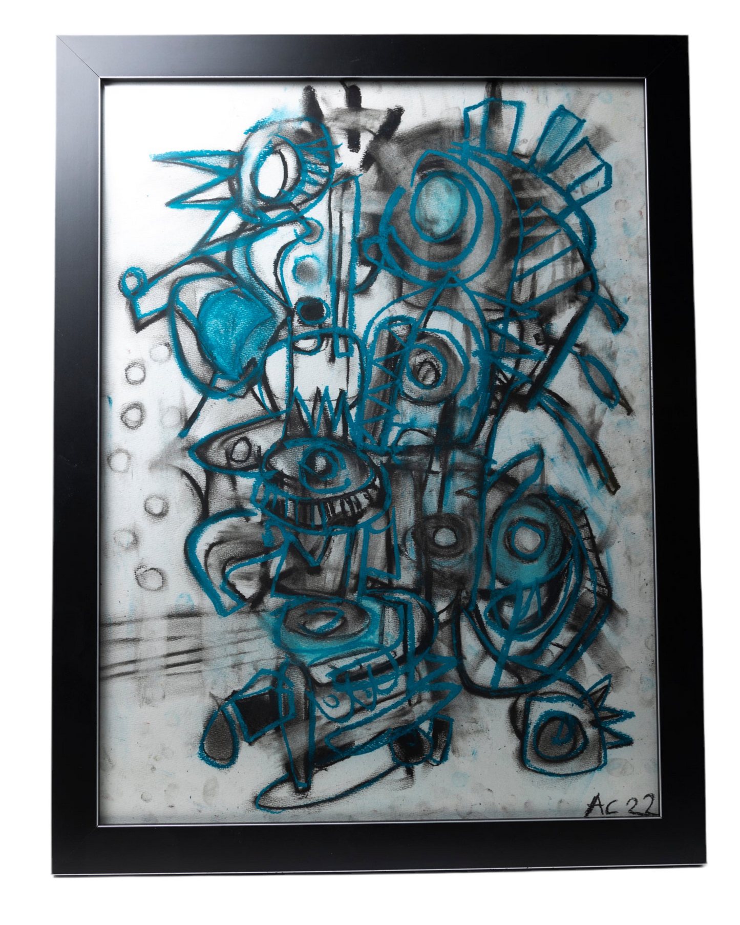 Cook B/W/Teal Abstract Pastel Art #2