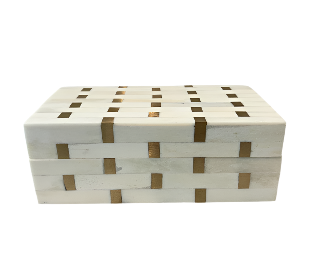A Sanoma Small Bone/Brass Box
