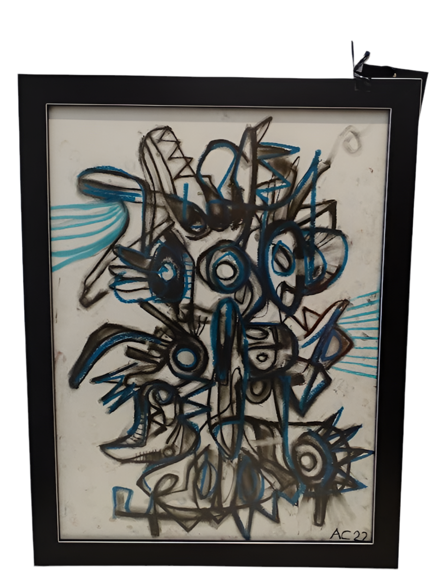 Cook B/W/Teal Abstract Pastel Art