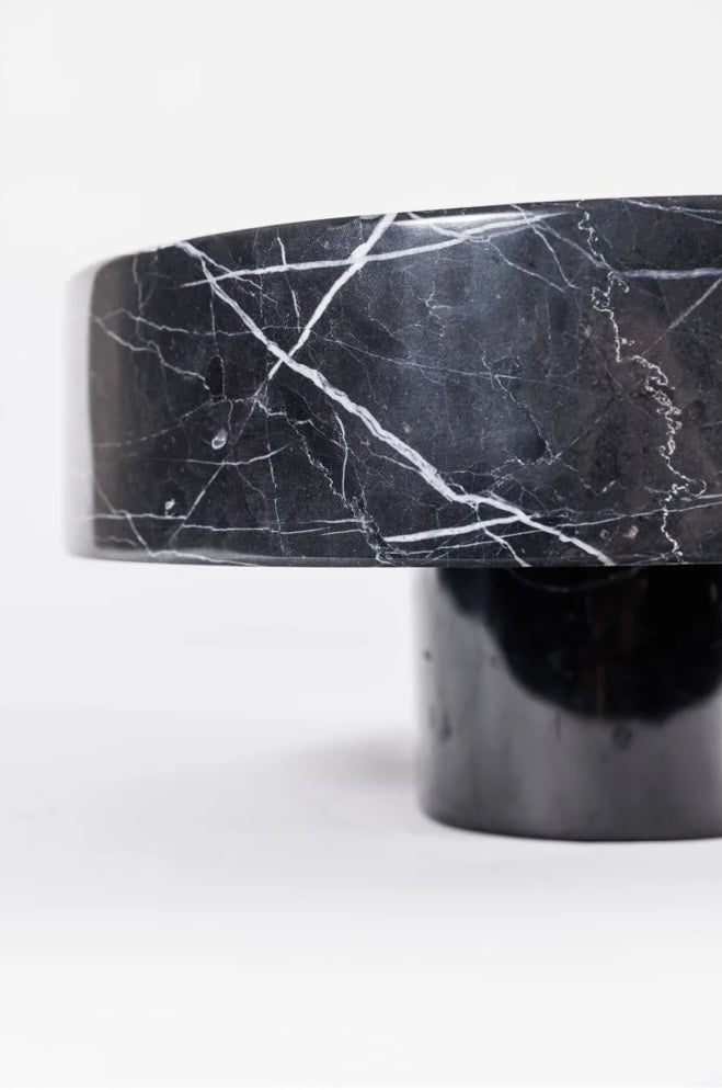 Round Base Bowl - Black Marble