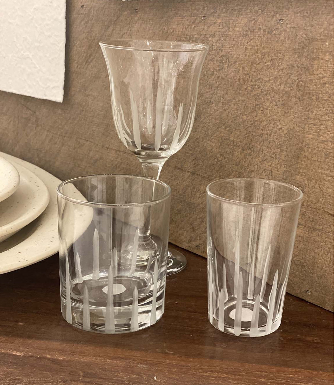 Scents & Feel Wine Glasses Rayure Frosted S/6