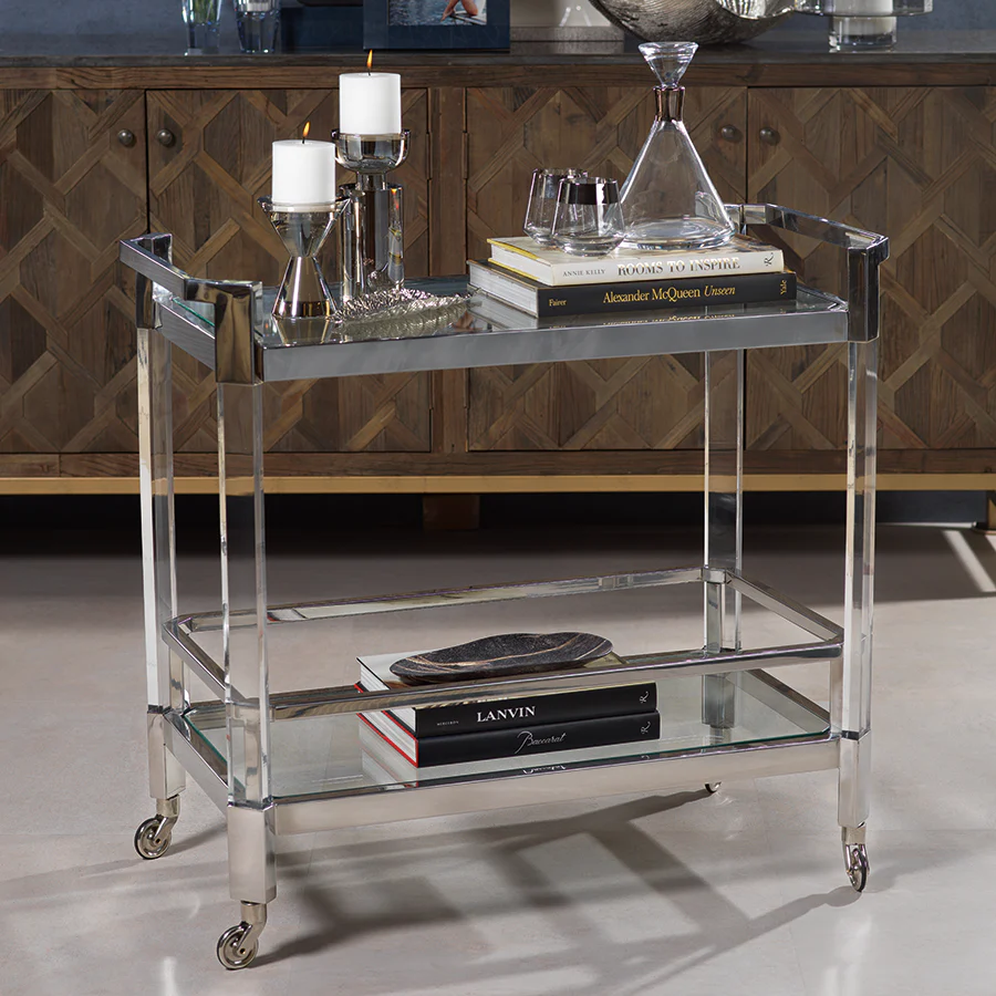Zodax LANGHAM BAR CART POLISHED NICKEL