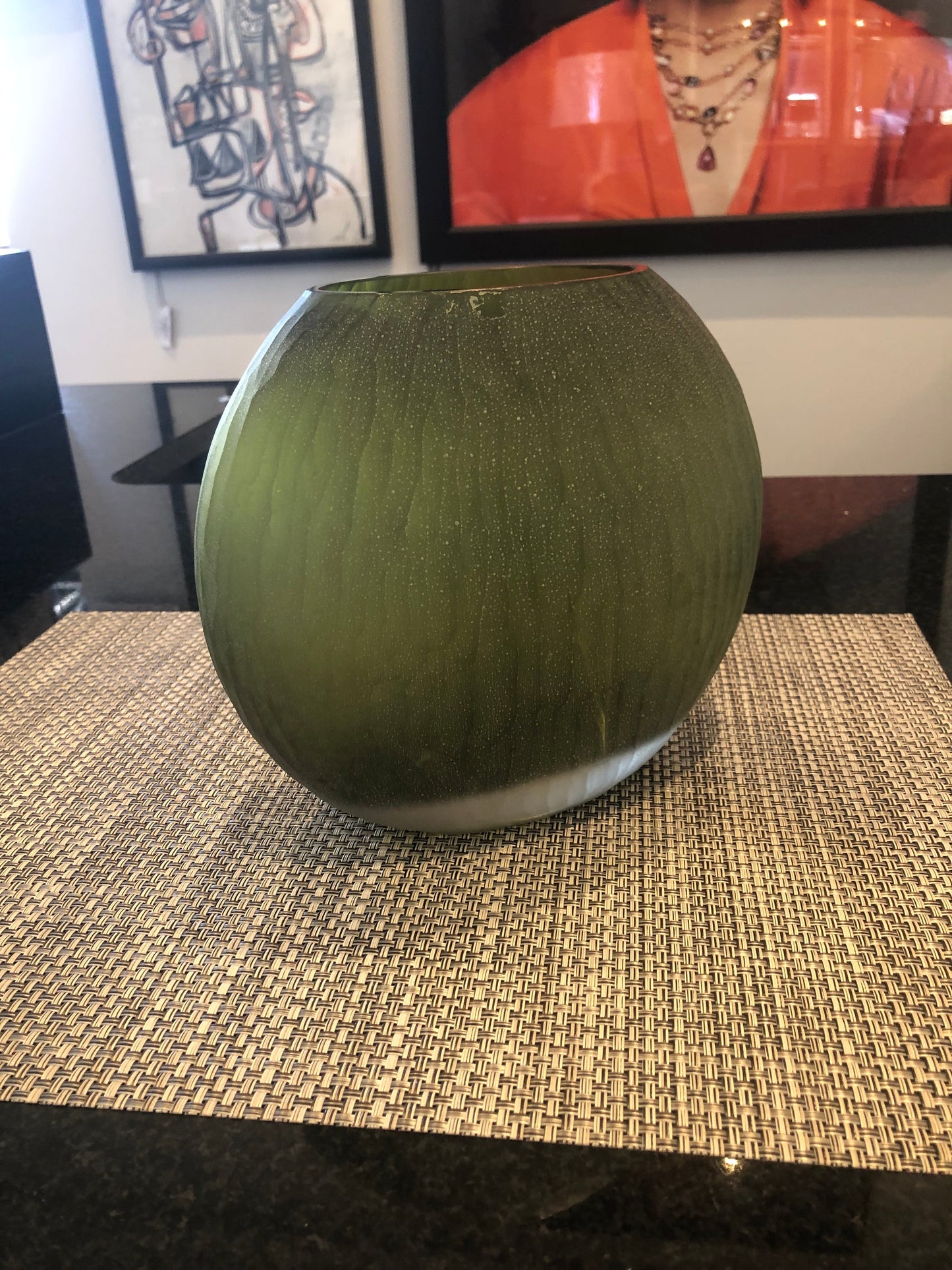 One of a Kind Green Glass Vase