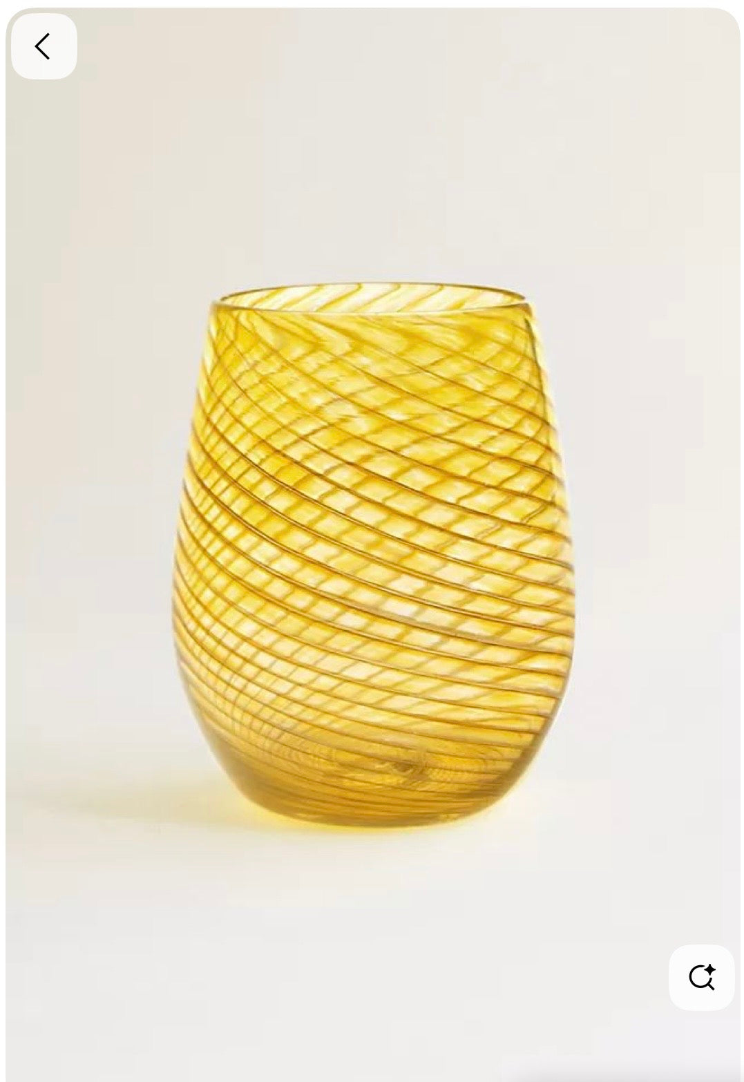 Saban Stemless Wine Glass - Twisty - Amber