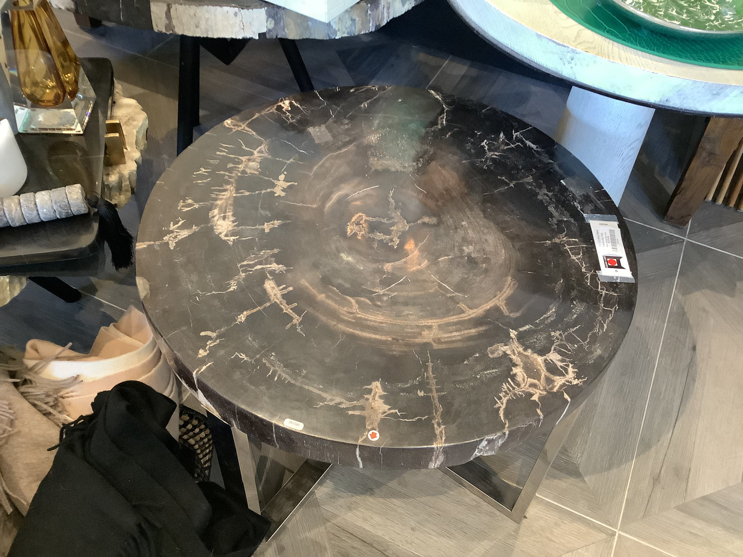 Asian Round Side Table Petrified