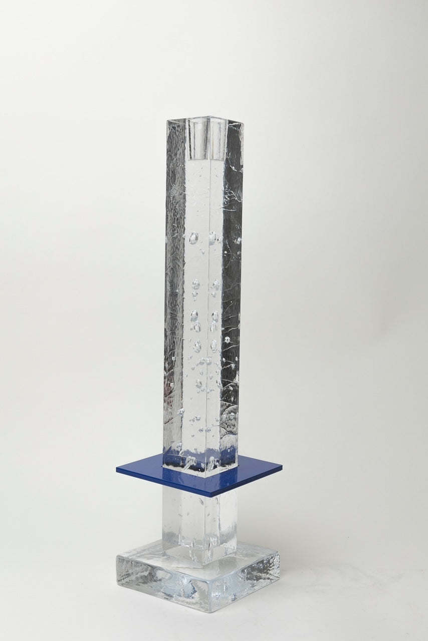 One of a Kind Kosta Boca Candleholder - Blue Square