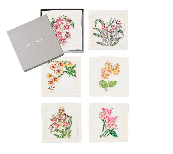 KS Orchids Cocktail Napkin S/6