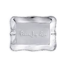 Beatriz Pearl Engraved Tray Peace Love Joy
