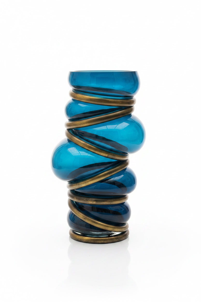 VMitrani Chain Ring Vase - Duck Blue
