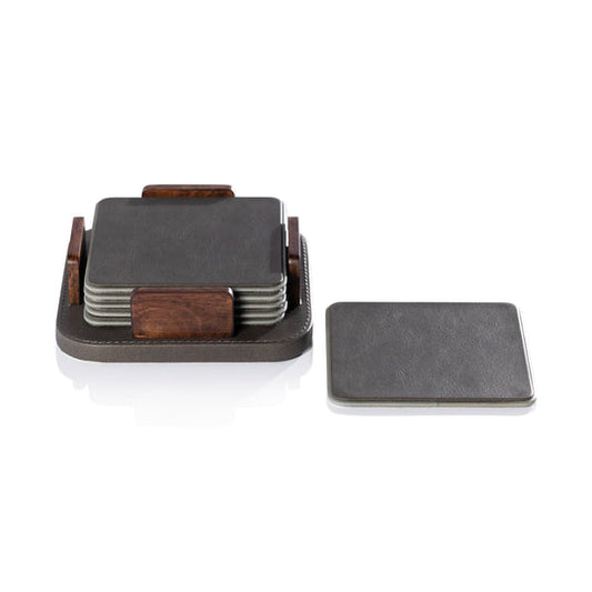 Zodax Sotto Leather w/ Burl Veneer S/6 Cedar