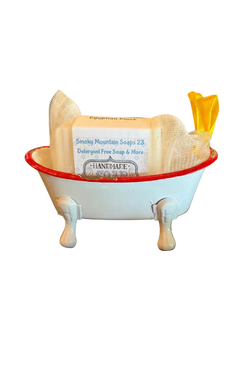 Smoky Mountain Soaps Soap Dish Wh/Red Trim
