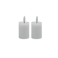 Bidk White Flameless Pillar Candle S/2