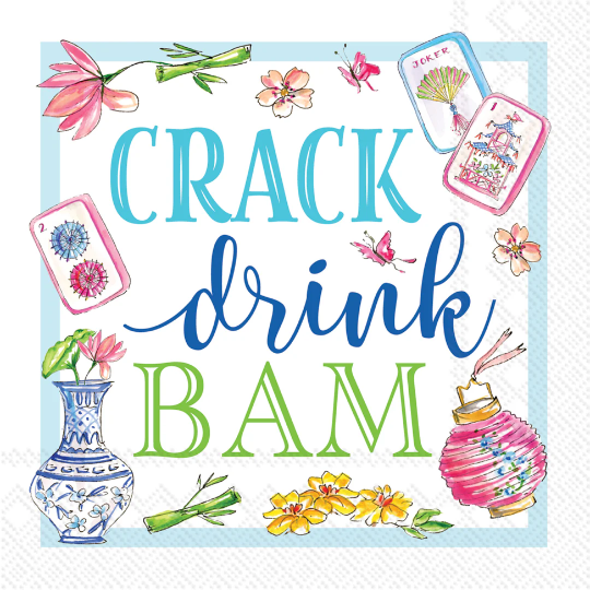 Boston Cocktail Napkins Mahjong Crack Drink Bam