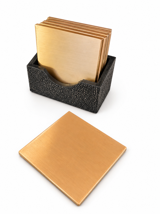 Zodax Nika Shagreen Leather Coaster Set/6