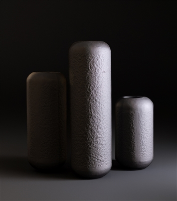 Bidk Hammered Vase Textured Blk Med