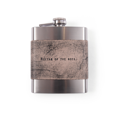 Sugarboo Brown Leather Quote Flasks