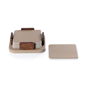Zodax Sotto Leather w/ Burl Veneer S/6 Cappuccino