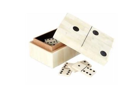 A Sanoma Bone/Raisin Domino In Bone Box
