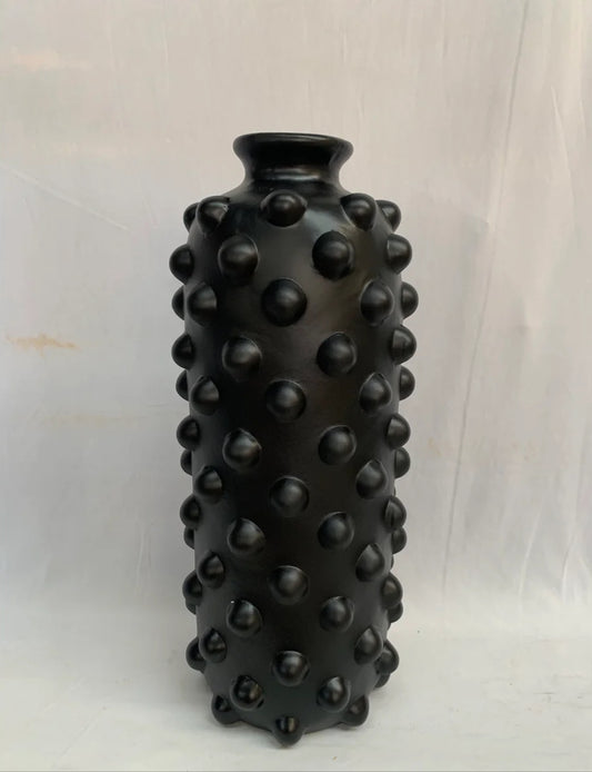 Prima  Tall Studded Table Vase Black