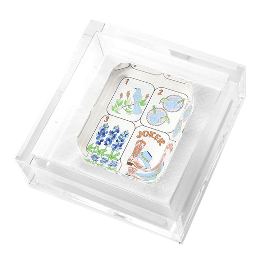 TW Cocktail Napkin Holder Texas Mahjong Tiles