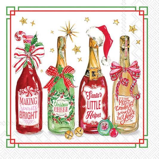 Boston Cocktail Napkin Christmas Bottles