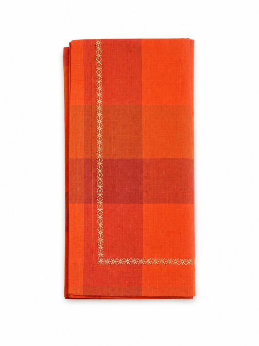 KS Tartan Napkin Cranberry/ Orange