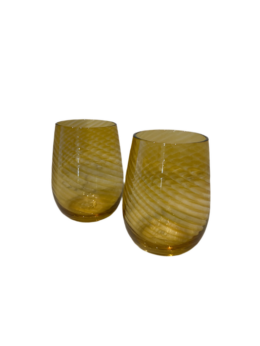 Saban Stemless Wine Glass - Twisty - Amber