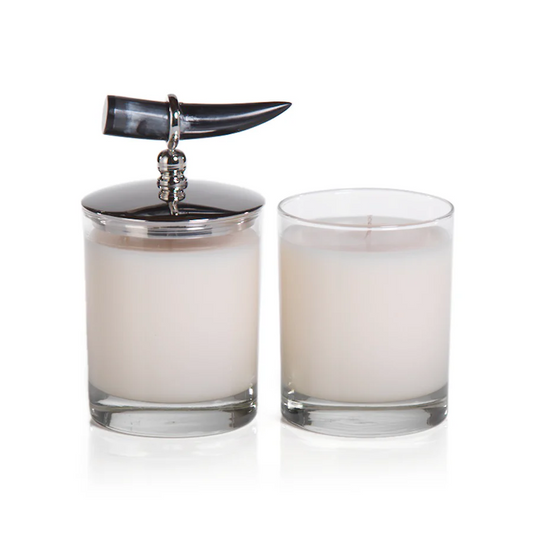 Zodax Cote d Ivoire Scented Candle Horn Lid Amber