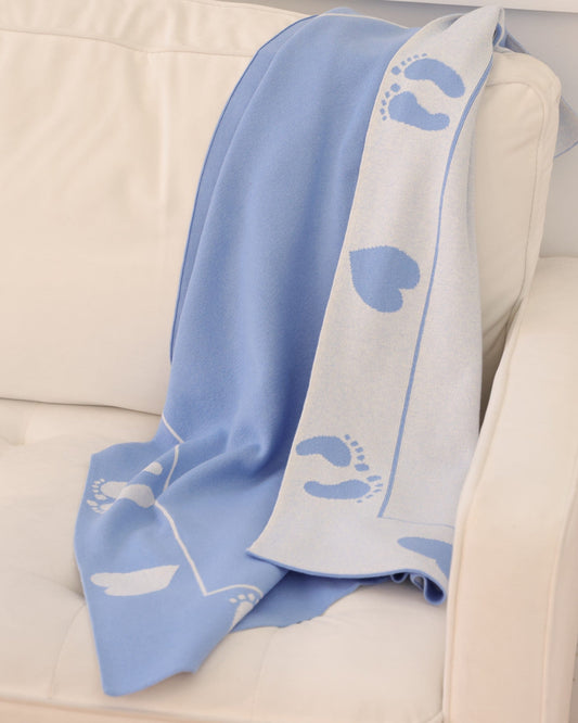 Alashan Stevie Baby Blanket  Cott Cash Blue Lake & White