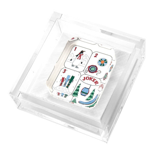 TW Cocktail Napkin Holder Winter Mahjong Tiles