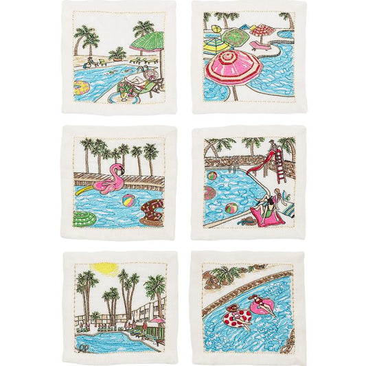 "Pool Days" Cocktail Napkins, S/6