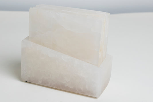 Mundo de Cristal White Marble Coaster Set