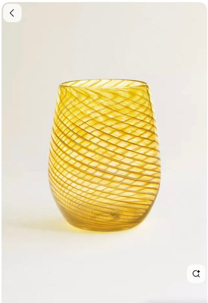 Saban Stemless Wine Glass - Twisty - Amber