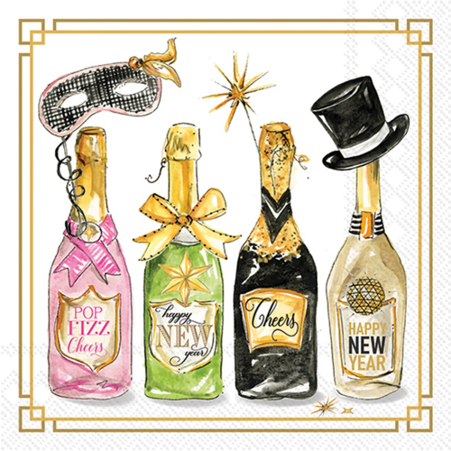 Boston Cocktail Napkin New Years Bottles