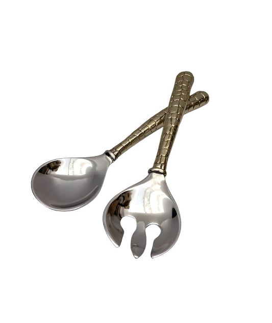Beatriz Sierra Modern Croc Salad Servers Gold