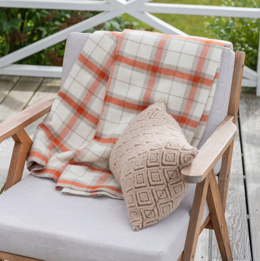 AA Alpaca Aberdeen Throw  Ivory/Orange
