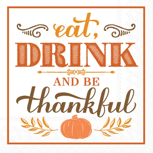 Boston Cocktail Napkin Eat Drink Be Thankful