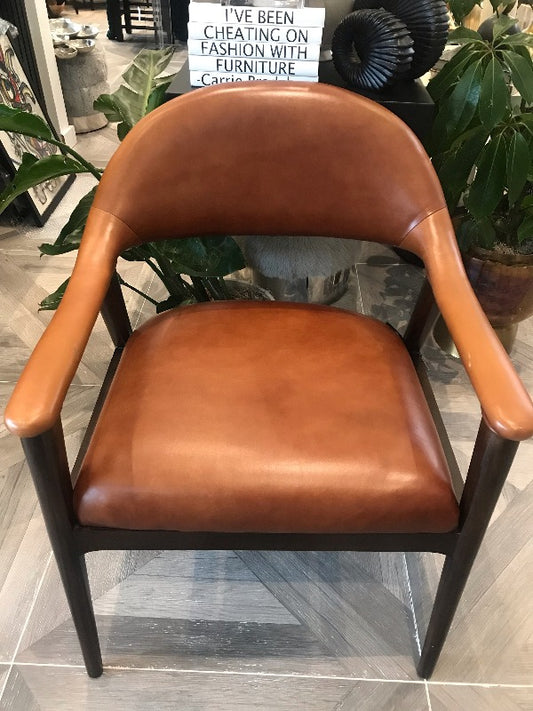 Modern Brown Leather Chairs.