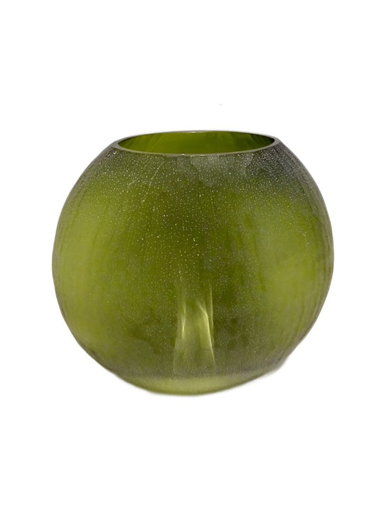 Green Glass Oval Vase.