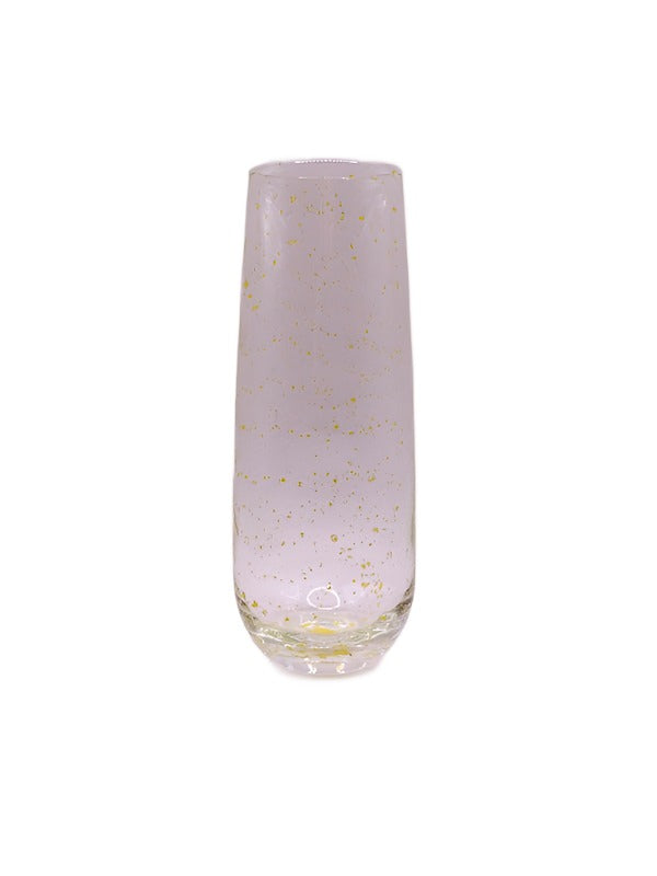 Gold Flaked Stemless Glass Flute